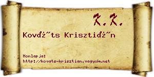 Kováts Krisztián névjegykártya